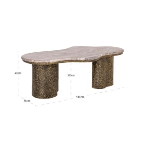 MASUTA DE CAFEA ABANDOS, 214054, CONFECTIONATA DIN MARMURA, ALUMINIU SI MDF, ALAMA ANTICHIZATA, STIL MODERN - Img 6