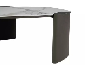 MASUTA DE CAFEA ADORO B, 105CM, ALB LUCIOS/CUPRU, BLAT DIN MDF, CERAMICA SI METAL, STIL MODERN - Img 9