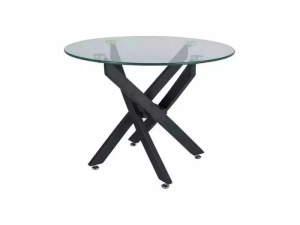 MASUTA DE CAFEA AGIS A, 60 CM, TRANSPARENT/NEGRU, BLAT DIN STICLA SECURIZATA SI CADRU DIN METAL, STIL MODERN