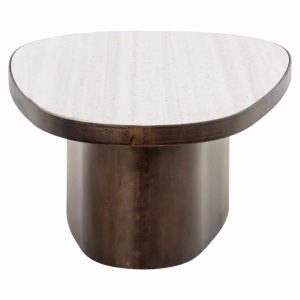 MASUTA DE CAFEA BILOXI, 214333, CONFECTIONATA DIN MDF, MARMURA ITALIANA, OTEL INOXIDABIL SI METAL, MARO SI BEJ, STIL MODERN - Img 3