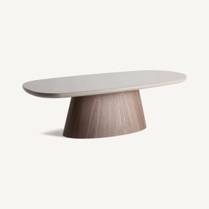 MASUTA DE CAFEA BIONAZ 140CM, REALIZATA DIN LEMN SI FURNIR, STIL CONTEMPORAN, FINISAJ TAUPE/MARO, VICAL HOME - Img 2