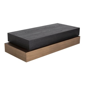MASUTA DE CAFEA CAMBON 211172, CONFECTIONATA DIN LEMN MASIV DE STEJAR, FURNIIR SI MDF, CULOAREA NEGRU/AURIU/MARO, STIL MODERN - Img 6