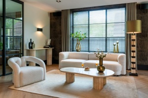 MASUTA DE CAFEA CANTERA, 150 CM, BEJ, DIN TRAVERTIN SI METAL, RICHMOND INTERIORS - Img 3