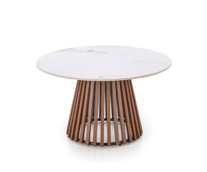 MASUTA DE CAFEA CARINA, 80 CM, EFECT DE MARMURA BEJ/NUC, DIN MDF SINTERIZAT/FURNIRUIT, STIL MODERN - Img 2