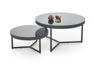 MASUTA DE CAFEA COSMO S, 60 CM, NEGRU/NEGRU, DIN MDF, STICLA SI METAL, STIL MODERN - Img 3