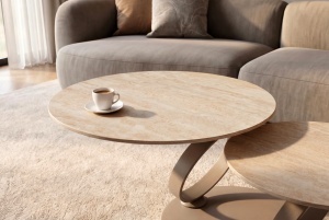 MASUTA DE CAFEA DEOSEBITA, RINGS 220CM, REALIZATA DIN CERAMICA SI METAL, CULOARE GRI SAMPANIE, INVICTA INTERIOR - Img 10