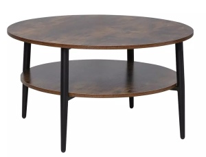MASUTA DE CAFEA ELLA A, 80 CM, MARO RUSTIC/NEGRU, BLAT DIN PAL LAMINAT SI CADRU DIN METAL, STIL MODERN