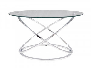 MASUTA DE CAFEA EOS B, 80 CM, TRANSPARENT/CROM, BLAT DIN STICLA SECURIZATA SI CADRU DIN METAL, STIL MODERN
