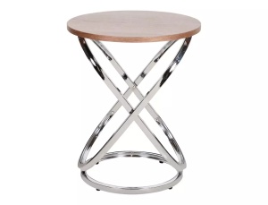 MASUTA DE CAFEA EOS E, 45 CM, NUC/CROM, BLAT DIN MDF, FURNIR NATURAL SI CADRU DIN METAL, STIL MODERN - Img 2
