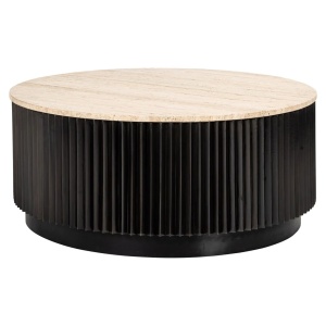 MASUTA DE CAFEA HAMPTON 211589, CONFECTIONATA DIN METAL, MDF SI TRAVERTIN, CULOAREA BEJ/MARO, STIL MODERN - Img 2