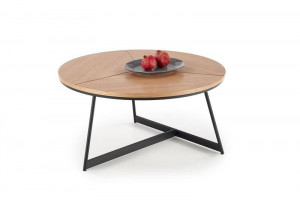 MASUTA DE CAFEA KARIDA, STEJAR/NEGRU, DIN MDF, FURNIR NATURAL SI METAL, STIL MODERN