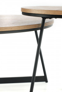 MASUTA DE CAFEA KARIDA, STEJAR/NEGRU, DIN MDF, FURNIR NATURAL SI METAL, STIL MODERN - Img 6