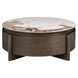 MASUTA DE CAFEA LANGFORD 90CM, 1 SERTAR, DIN METAL, MDF, FURNIR SI CERAMICA, DE CULOARE MARO/MARMURA, RICHMOND INTERIORS