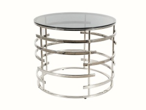 MASUTA DE CAFEA LIVIA, 60 CM, FUMURIU/CROM, BLAT DIN STICLA SECURIZATA SI CADRU DIN METAL, STIL MODERN