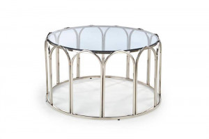MASUTA DE CAFEA OLIVIA, TRANSPARENT/CROM, DIN STICLA SI METAL, STIL MODERN, HALMAR - Img 2