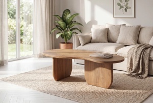 MASUTA DE CAFEA, ORGANIC 120CM, REALIZATA DIN LEMN DE MANGO, CULOARE NATUR, ARTIM GROUP - Img 9