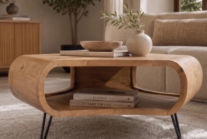 MASUTA DE CAFEA ORGANIC LIVING 90CM, REALIZATA DIN LEMN DE MANGO, CULOARE NATUR, INVICTA INTERIOR - Img 6
