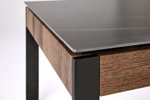 MASUTA DE CAFEA RAMONA, EFECT DE MARMURA NEAGRA/NUC//NEGRU, DIN MDF FURNIRUIT, MARMURA SI METAL, STIL MODERN, HALMAR - Img 4