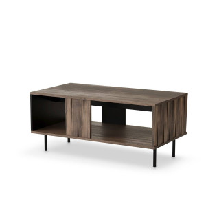 MASUTA DE CAFEA SWING LAW-1, 100 CM, NUC/NEGRU MAT, DIN MDF, PAL LAMINAT SI METAL, STIL MODERN