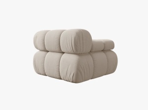 MODUL CANAPEA BELLIS, PE STANGA, BEJ DESCHIS, CU TAPITERIE DIN TEXTIL 3D SONIC, MICADONI - Img 4