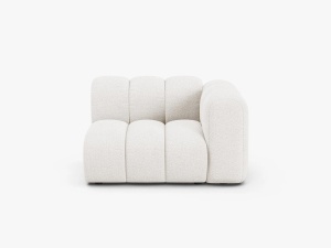 MODUL CANAPEA LUPIN, 114 CM, PE DREAPTA, ALB, CU TAPITERIE DIN TEXTIL BOUCLE BALOO, MICADONI