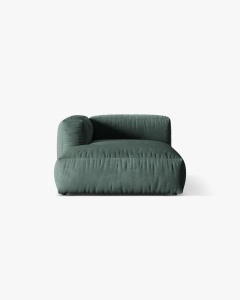 MODUL SEZLONG CANAPEA/COLTAR MARTINA, 130X176 CM, PE STANGA, VERDE MUSCHI, TAPITAT CU TAPITERIE DIN TEXTIL CATIFEA VOGUE, MICADONI