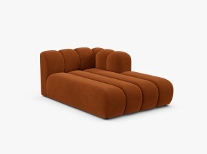 MODUL SEZLONG CANAPEA LUPIN, PE DREAPTA, CARAMIZIU, CU TAPITERIE DIN TEXTIL CATIFEA SALVADOR, MICADONI - Img 2