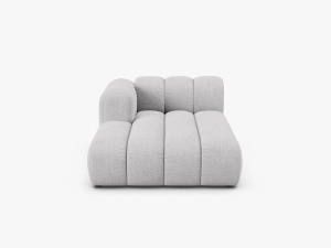 MODUL SEZLONG CANAPEA LUPIN, PE STANGA, GRI DESCHIS, CU TAPITERIE DIN TEXTIL BOUCLE BALOO, MICADONI