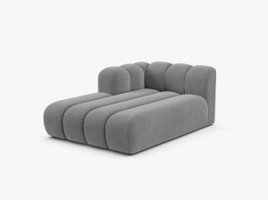 MODUL SEZLONG CANAPEA LUPIN, PE STANGA, GRI DESCHIS, CU TAPITERIE DIN TEXTIL CATIFEA VENUS, MICADONI - Img 2