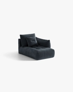 MODUL SEZLONG COLTAR BLOOM, PE DREAPTA, ALBASTRU MARIN, 95X97 CM, CU TAPITERIE DIN TEXTIL STRUCTURAT WIND, MICADONI - Img 2