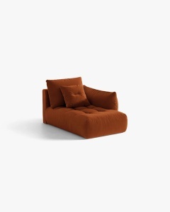MODUL SEZLONG COLTAR BLOOM, PE DREAPTA, CARAMIZIU, 95X97 CM, CU TAPITERIE DIN TEXTIL CATIFEA CASINO, MICADONI - Img 2