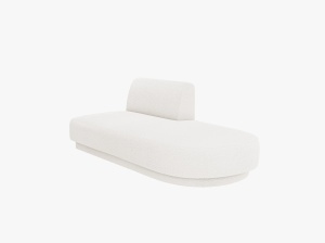MODUL SEZLONG MILEY, PE DREAPTA, ALB, CU TAPITERIE DIN TEXTIL BOUCLE BALOO, MICADONI
