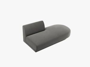 MODUL SEZLONG MILEY, PE DREAPTA, GRI DESCHIS, CU TAPITERIE DIN CATIFEA BLUVEL, MICADONI - Img 3