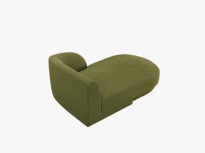 MODUL SEZLONG MILEY, PE DREAPTA, VERDE MASLINIU INCHIS, CU TAPITERIE DIN TEXTIL BOUCLE BALOO, MICADONI - Img 4