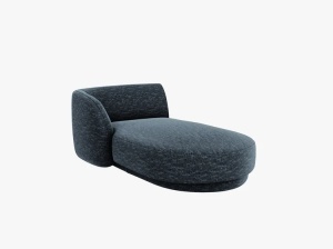 MODUL SEZLONG MILEY, PE STANGA, ALBASTRU, CU TAPITERIE DIN TEXTIL CHENILLE HAGA, MICADONI - Img 2