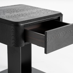 NOPTIERA CAIZA 46CM, LEMN, FURNIR SI METAL, CULOARE NEAGRA, STIL CONTEMPORAN, VICAL HOME - Img 6
