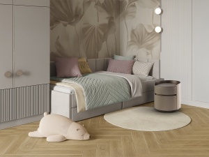 NOPTIERA DE LUX, CIRZE, REALIZATA DIN PLACAJ FURNIR DE NUC SI PIELE, DE CULOARE BEJ, STIL MODERN - Img 2