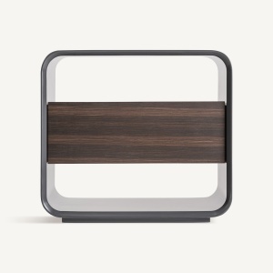 NOPTIERA MODERNA OSSIDE 50CM, REALIZATA DIN LEMN, FURNIR DE NUC SI METAL, CULOARE NEGRU/NUC, REALIZATA MANUAL - Img 2