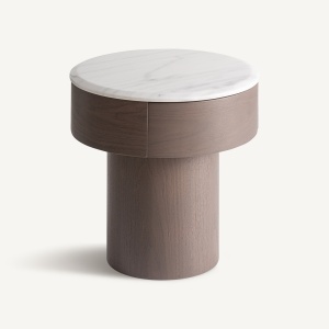 NOPTIERA MODERNA STUETTA 51CM, REALIZATA DIN LEMN, FURNIR DE NUC SI MARMURA, CULOARE NUC/MARMURA, REALIZATA MANUAL