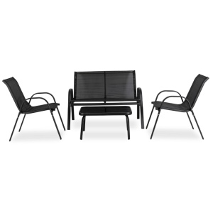 OFERTA 2026!!! SET MOBILIER DE GRADINA/TERASA, MINNESOTA, ARTIM MEBLE, DIN METAL, TECHNORATAN SI STICLA, CULOARE NEAGRA - Img 2
