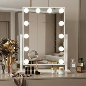 OGLINDA COSMETICA, DREPTUNGHIULARA, CU LE, HOLLYWOOD 30X40, ALBA - Img 2