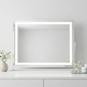 OGLINDA COSMETICA PENTRU MACHIAJ, CU LED, STUDIO 58X45, ALBA - Img 4