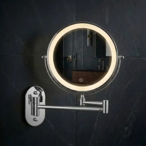 OGLINDA CU LED, PENTRU MACHIAJ GLOW, CROM, CONFECTIONATA DIN METAL SI STICLA - Img 3