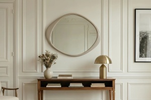 OGLINDA, ORGANIC 90CM, REALIZAT DIN POLIURETAN SI STICLA, CULOARE GRI, ARTIM GROUP SELECTION - Img 4