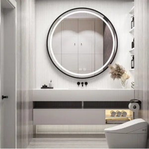 OGLINDA PENTRU BAIE, CU LED MMJ NEAGRA, 90 CM, CALITATE SUPERIOARA - Img 5