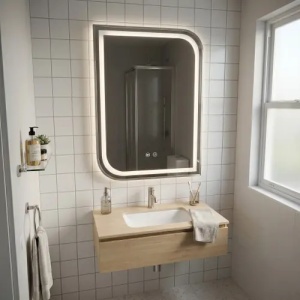 OGLINDA PENTRU BAIE, CU LED ZONE, 70X50 CM, NICKEL PERIAT - Img 3