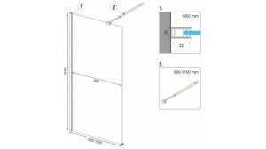 PARAVAN DE DUS REA AERO N WALK IN, 100CM, AURIU, DIN STICLA, CALITATE SUPERIOARA - Img 5