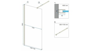 PARAVAN DE DUS REA AERO WALK IN, 110CM, AURIU, DIN STICLA, CALITATE SUPERIOARA - Img 5