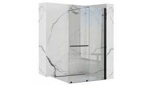 PARAVAN DE DUS REA CORTIS, 100CM, NEGRU, DIN STICLA, CALITATE SUPERIOARA - Img 5