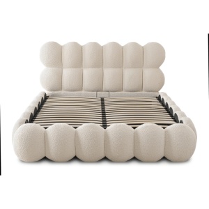 PAT 160X200CM, ARTIM MEBLE, CU SPATIU DE DEPOZITARE, REALIZAT DIN TEXTIL BOUCLE CREM, STIL MODERN